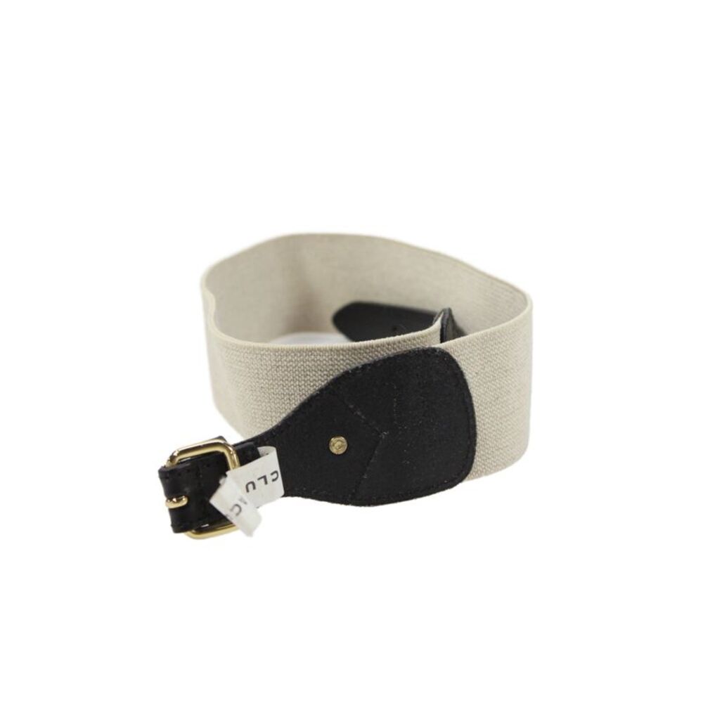 Club Monaco Womens Leather Trim Frame Buckle Waist Belt Beige Size M